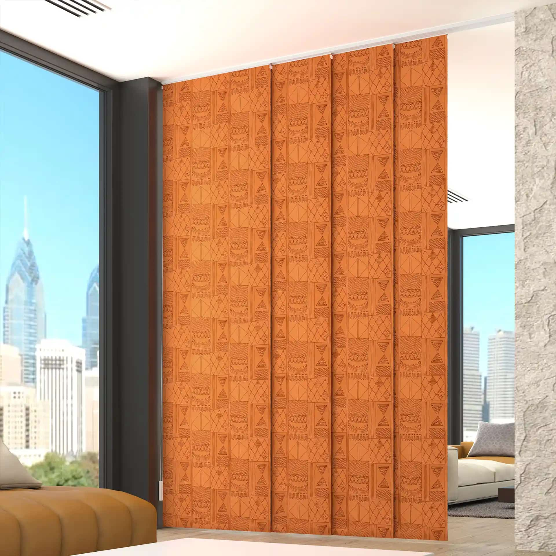 Sliding Panel 4 Channel - Orange Shade by Zara Curtains